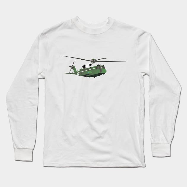 Green American Helicopter Long Sleeve T-Shirt by NorseTech